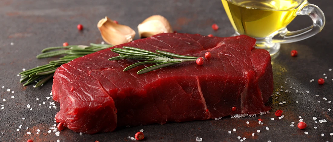 A close up image of raw beef meat