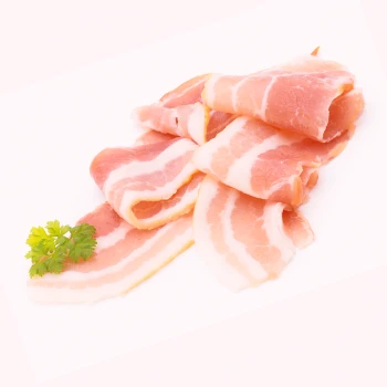 An image of raw bacon with garnish