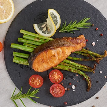 A top view image of low-potassium smoked salmon dish