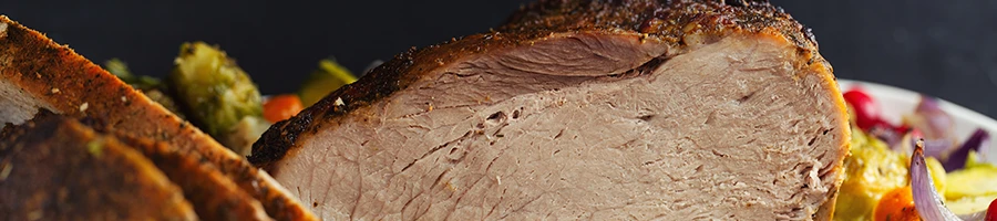 A close up image of roasted gammon meat