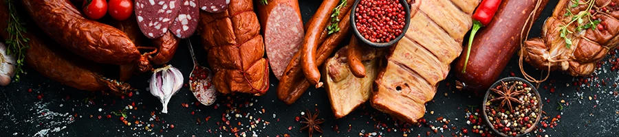 A top view image of different types of cured meats