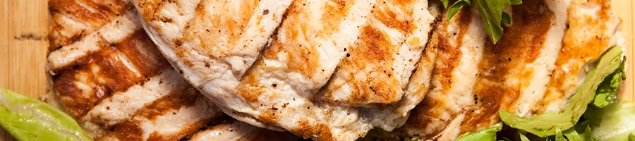 A close up image grilled chicken good for babies