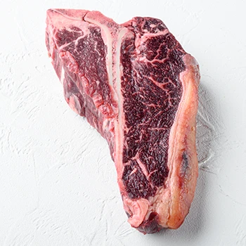 A close up image of a dry aged beef meat