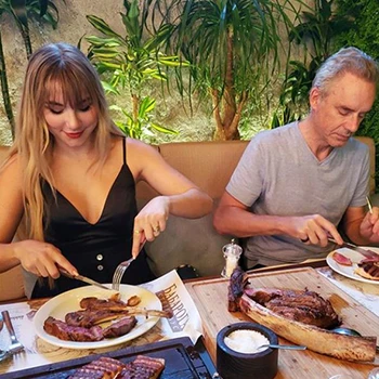 An image of Jordan Peterson and her daughter having a carnivore diet