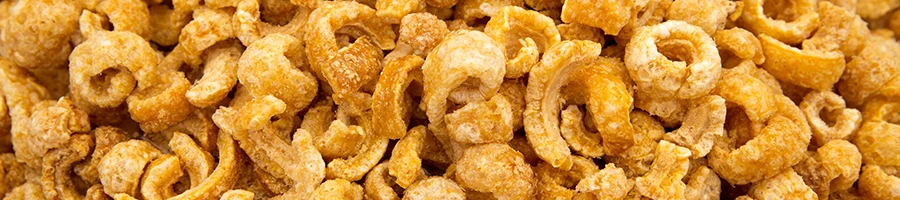 A top view image of huge amount of crispy pork rinds