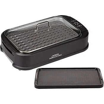 Techwood 1500W Indoor Smokeless Grill with Tempered Glass Lid(Black)