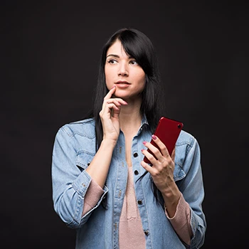 An image of a woman thinking if she will buy a natural gas grill