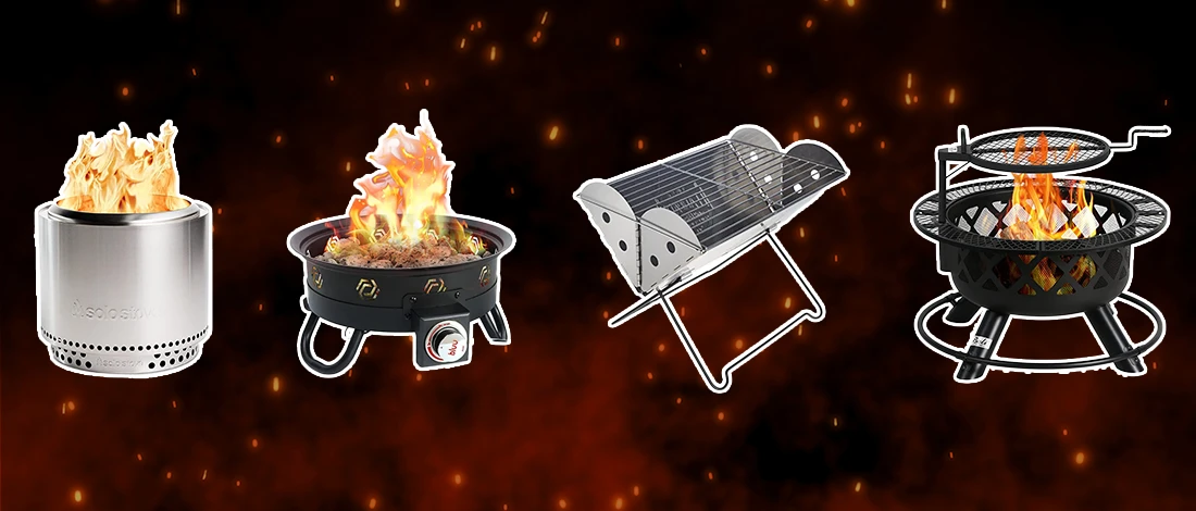 A line up image of best fire pit grills