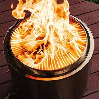 A top view image of fire pit grill with flames