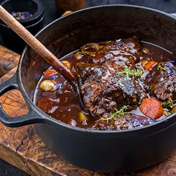 A braised-meat dish on a cooking pot