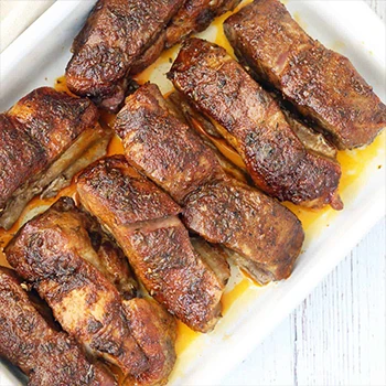 A top view shot of smoked meat using different ingredients