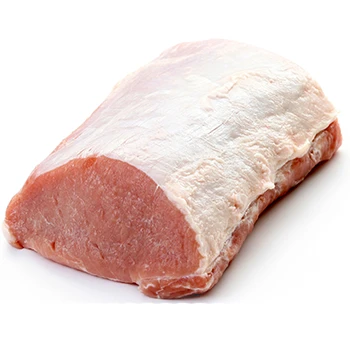 A piece of raw pork loin in a white background