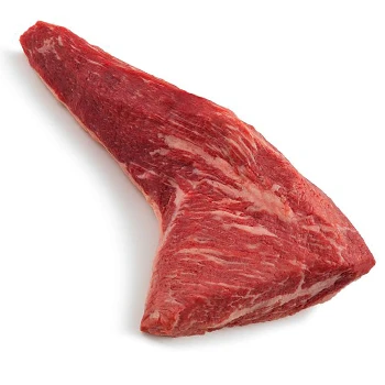 A tri-tip steak on a white background
