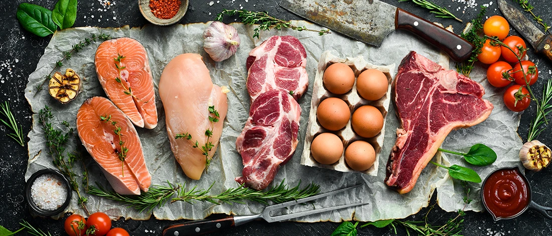 A top view of different meats perfect for Keto diet