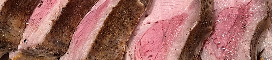 A close up shot of pork cut that is best served medium rare