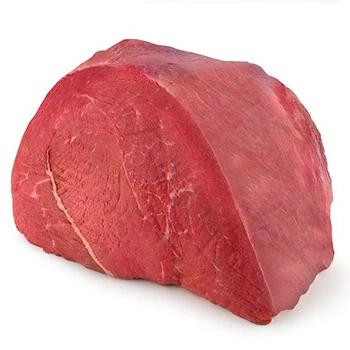 A raw sirloin tip roast in a white background