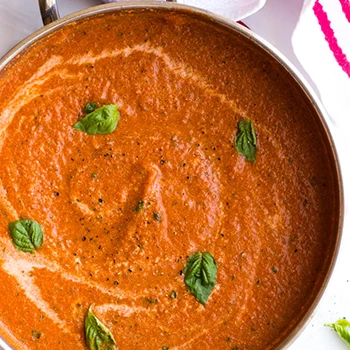 A top view of vodka sauce in a sauce pan