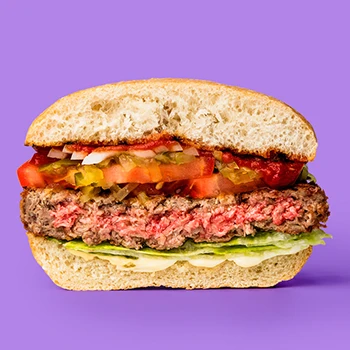 A medium-rare burger that is unsafe to consume