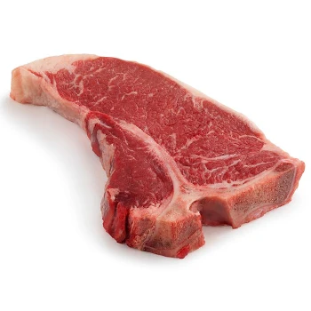 Raw T-bone steak on a white background