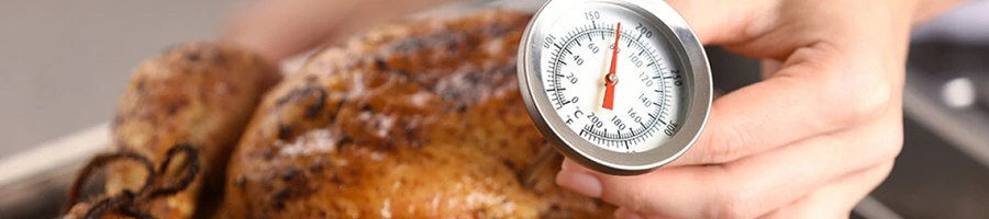 Checking the internal temperature of a resting turkey