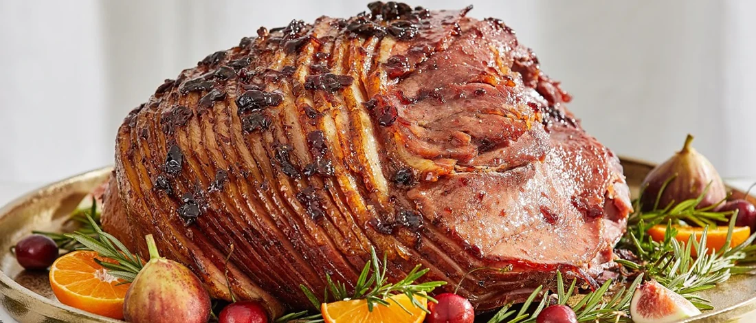 A large ham that is good for many persons