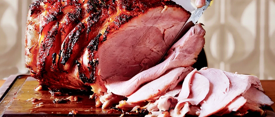 Frozen ham that is cooked to perfection