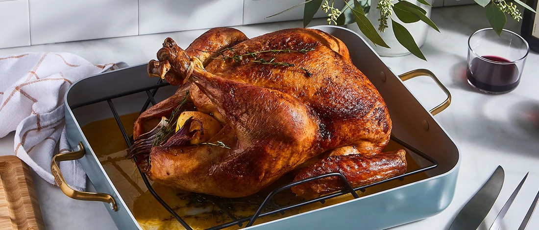 A perfectly cooked pre-brined turkey