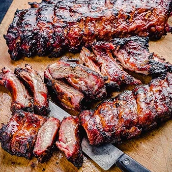 Smoked baby back ribs and spare ribs with good taste and texture
