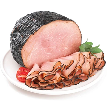 Black forest ham in a white background