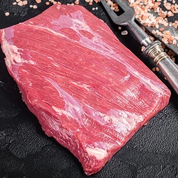 A close up shot of raw flank steak