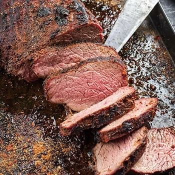 A sirloin tip side steak that was cooked on the grill