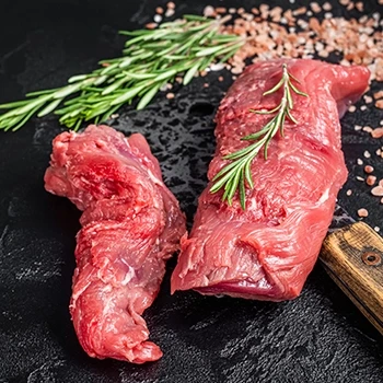 A close up shot of raw beef loin