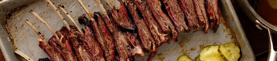 A top view of cooked deer ribs