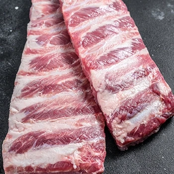A top view of raw pork spare ribs