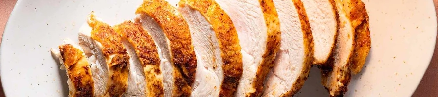 A top view of turkey meat with a crispy skin