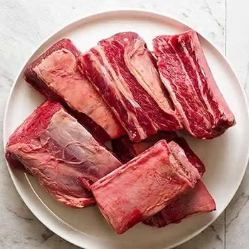 A top view of raw beef short ribs