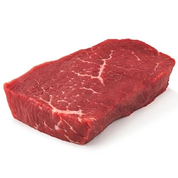 A raw sirloin tip side steak on a white background