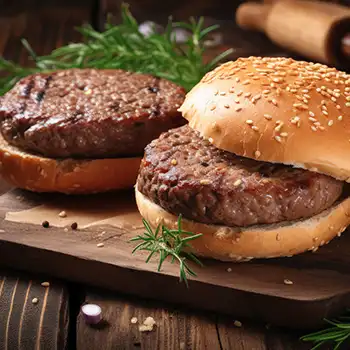 burger patties and buns following the hamburger temperature guide