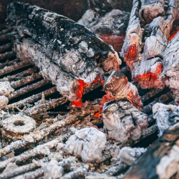 Burnt wood on grill
