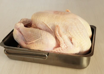 Uncooked Turkey in a pan