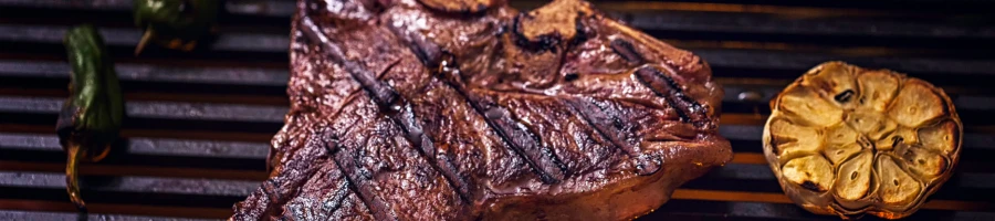 T-bone steak in a pan