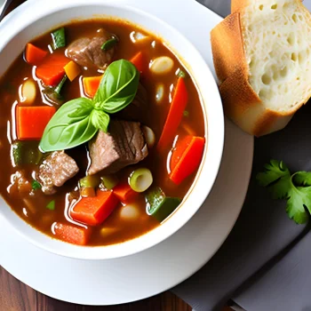 VEGETABLE BEEF SOUP in a bowl