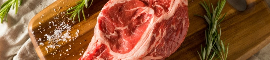 A top view of raw beef shoulder steak for the recipe