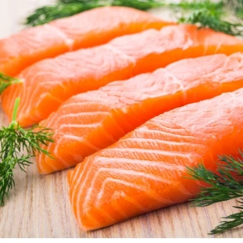 A close up shot of fresh salmon