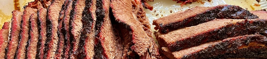 Top view of a sliced smoked brisket