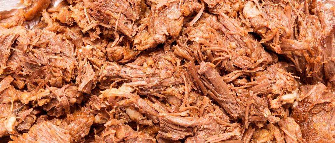 A top view of delicious Chipotle Barbacoa meat