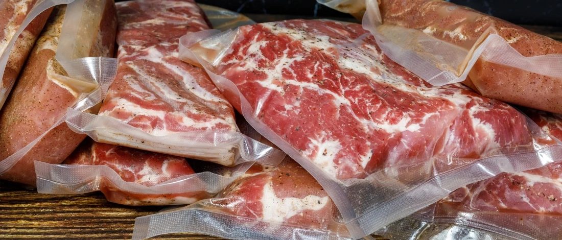 A well packed meats in a vacuum sealed plastic