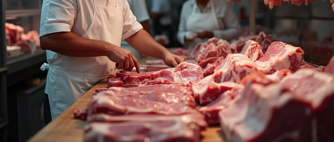 A meat store in a market