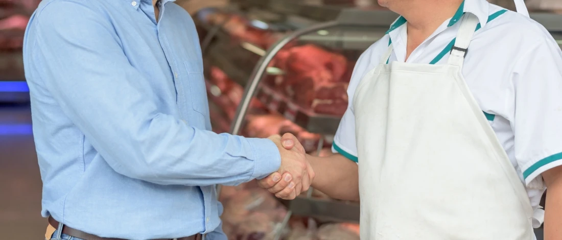 The two persons doing handshake