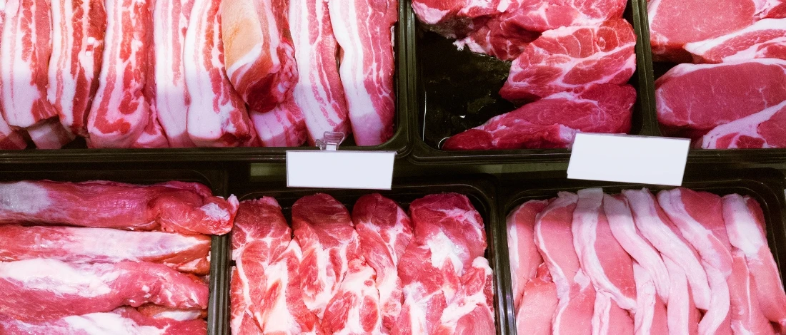 A different meat on a container